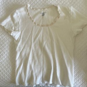 Brandy Melville White Short Sleeve Crop Top